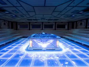 Blue floor projection